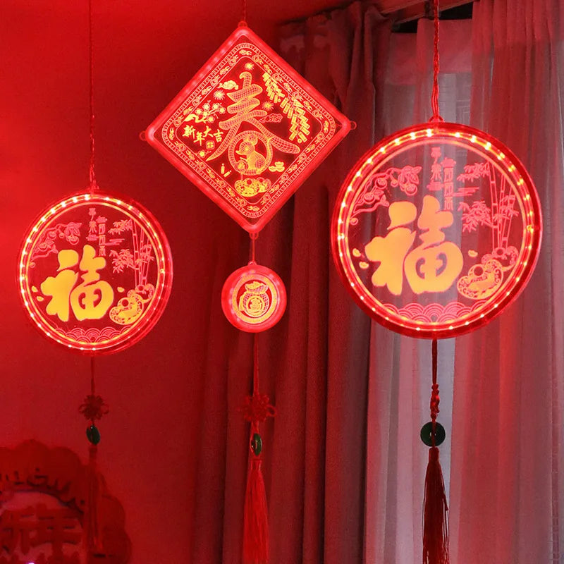 New Year Decorative Lights Festive "Fu" Characters New Year and Spring Festival Hanging Decorations Room Scene Decoration Lights Oasis Select