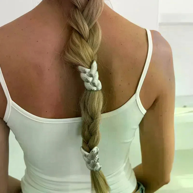 Metal Braid Hair Tie Fashion Elastic Hair Rope For Women Girls Daily Ponytail Styling Hair Accessories 메탈 브레이드 헤어 타이 Oasis Select