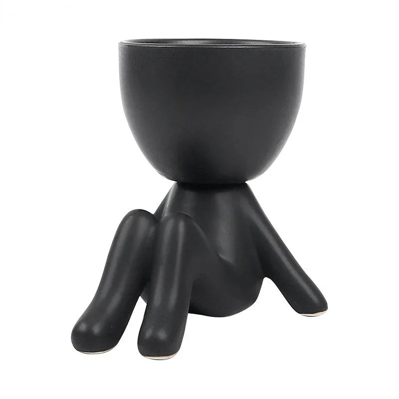 Creative Cute Imitation Humanoid Ceramic Flower Pot Succulent Planter Crafts Flowerpot Vase Home Decoration Personalized Gift Oasis Select