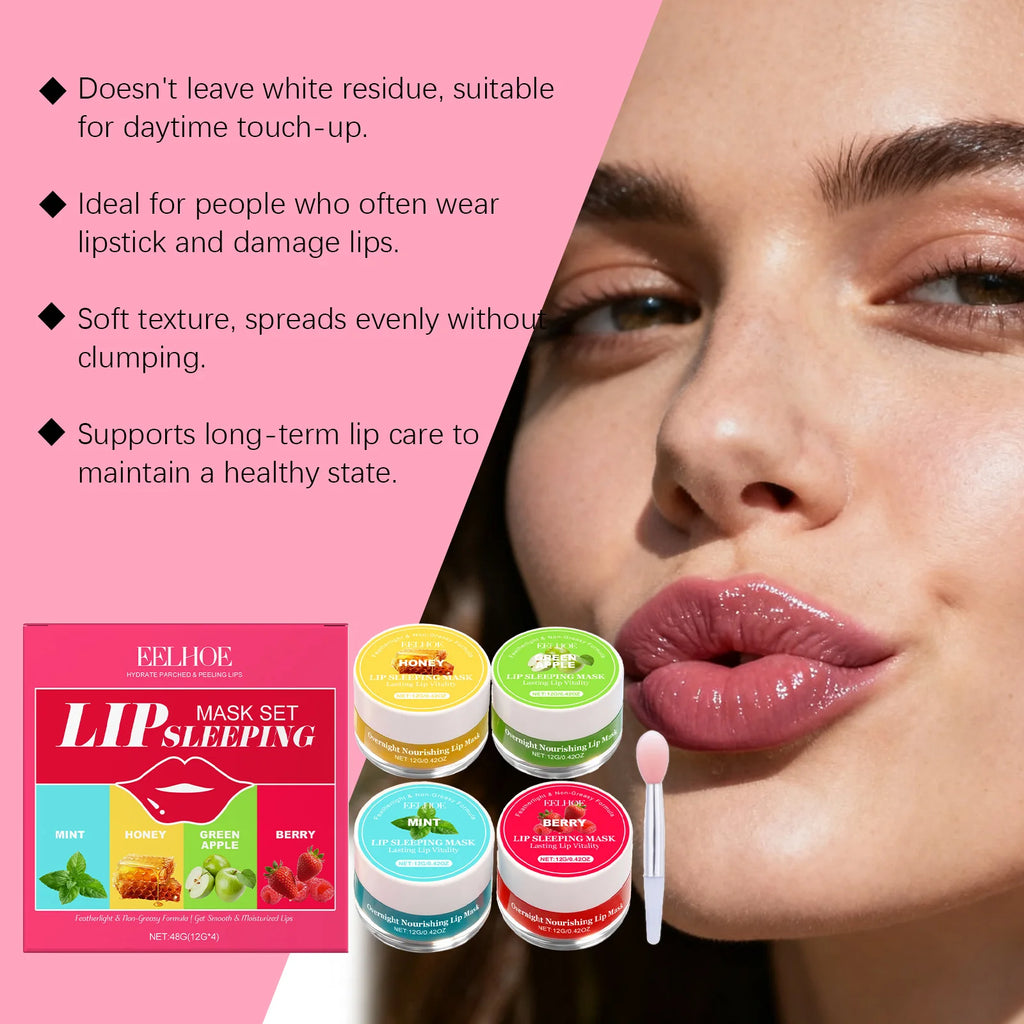 EELHOE Lip Sleeping Mask Set – 4 Flavors, Hydrate & Repair Lip Sleeping Mask Set Oasis Select