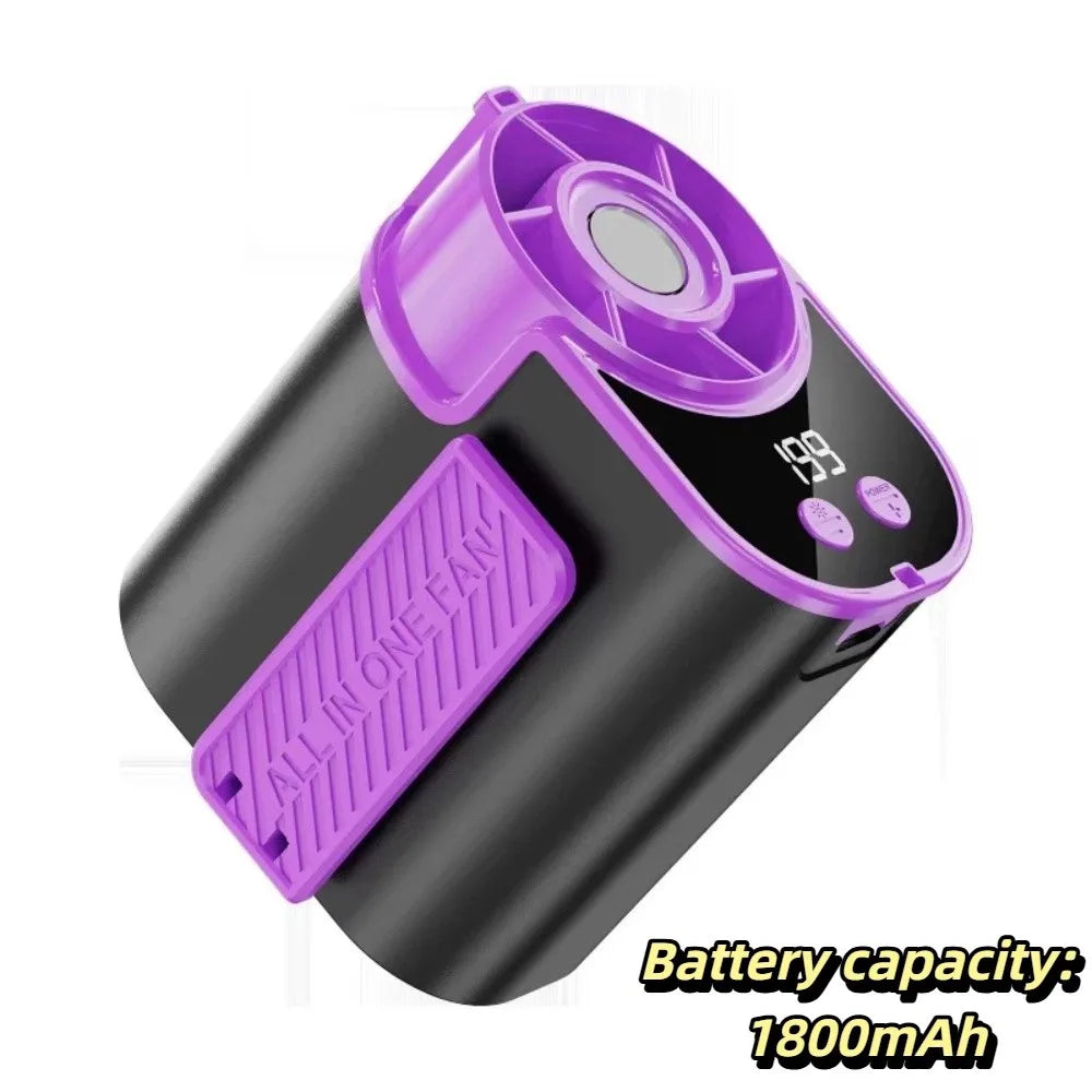 LED Display Waist Clip Fan Strong Airflow High-Speed Hanging Neck Fan Dual Wearing Solid Clip Structure Mini Cooling Fan Oasis Select Purple