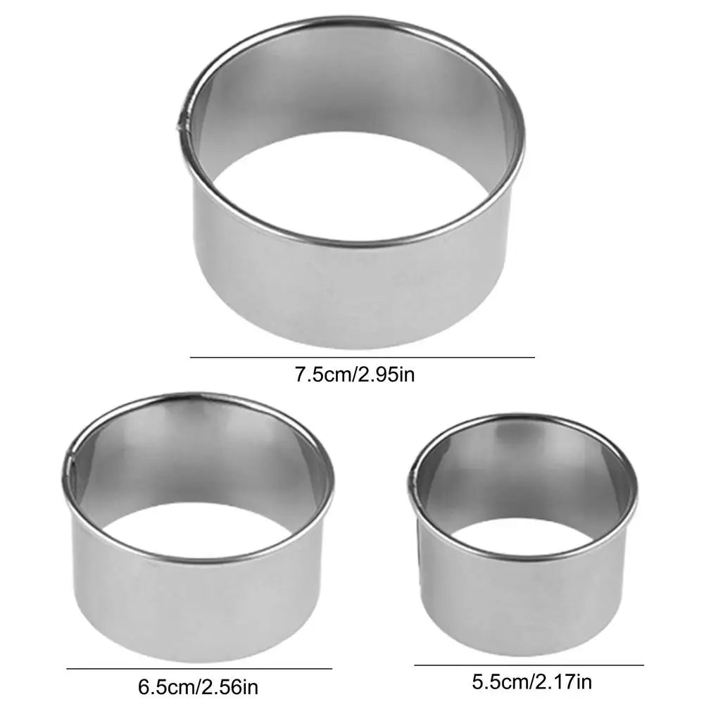 Round Mousse Mold Stainless Steel Reusable Biscuits Cookie Cutter DIY Pastry Baking Circle Ring Mold Baking Tool Bakeware Oasis Select Set