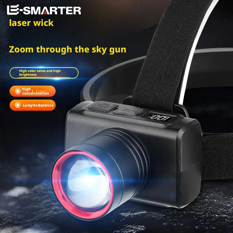 High Brightness LED Headlight with Digital Zoom Outdoor Strong Light Charging Headlight Long Endurance for Camping And Hiking Oasis Select