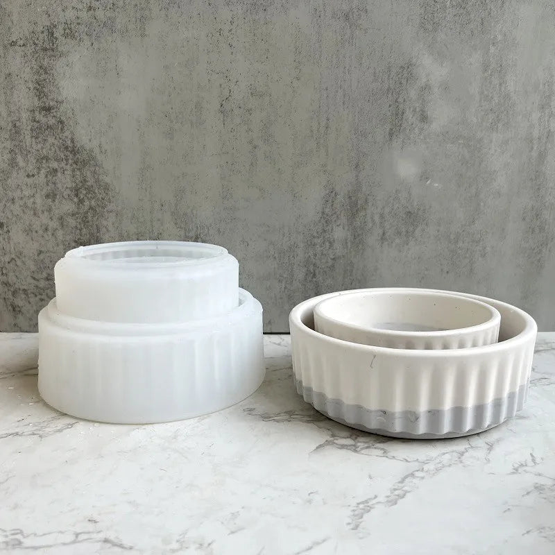 Stripe Flowerpot Silicone Mold DIY Succulent Plant Large Flower Pot Plaster Concrete Storage Box Epoxy Resin Molds Home Decor Oasis Select