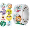 500pcs/roll Sticker , Reward and encouragement pattern sticker, teacher cartoon hand-painted cute round animal seal sticker Oasis Select 500pcs
