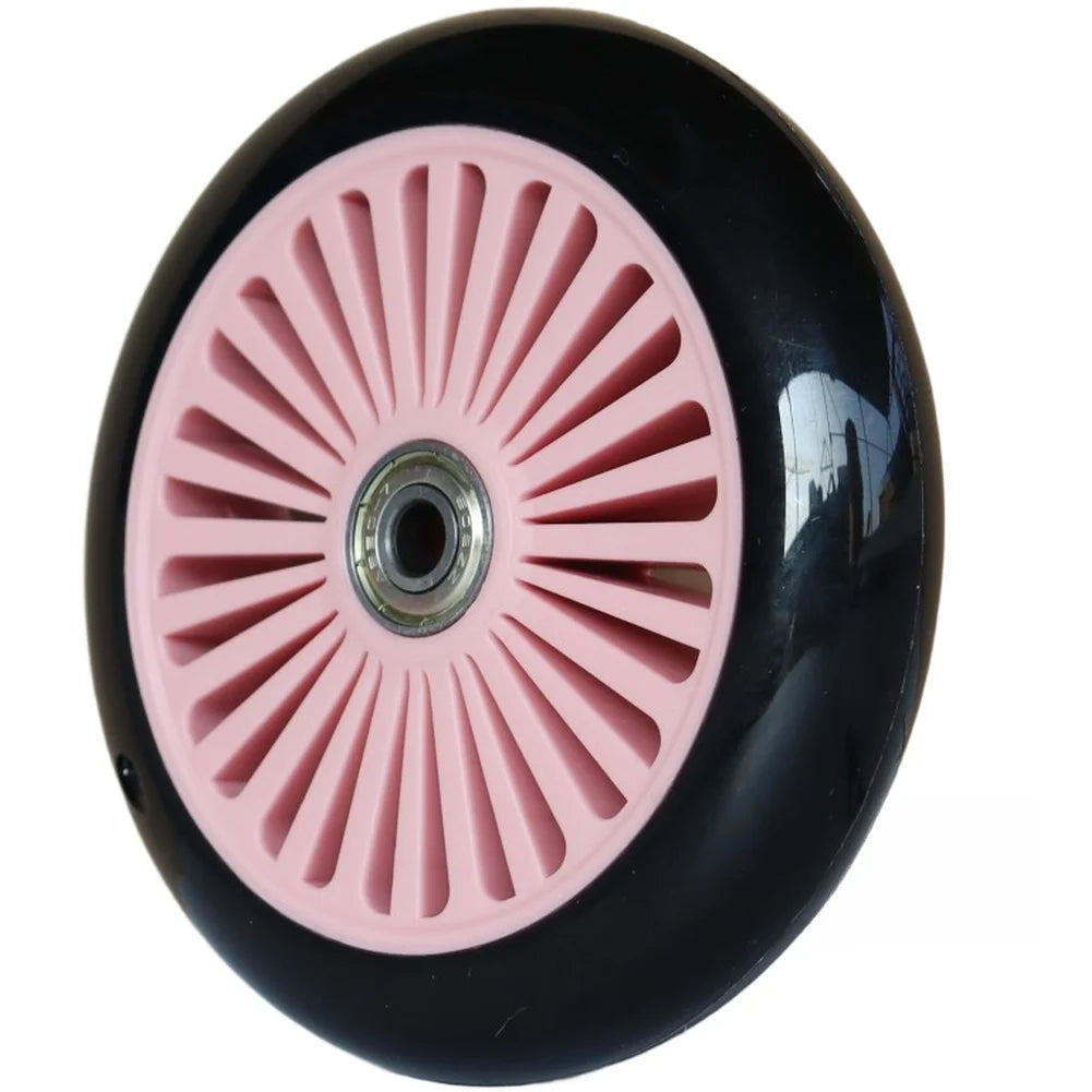 120MM PU Caster Wheel Set for Scooters Roller Skates Carts 8mm Shaft Silent Rolling High Load Capacity Up to 300 Lbs Pink Oasis Select pink