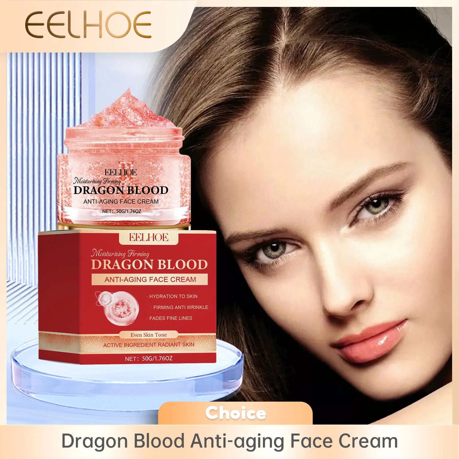 EELHOE Dragon Blood Face Cream Pore Shrinking Facial Rejuvenation Nourishing Hyaluronic Acid Moisturizing Face Brightening Cream Oasis Select