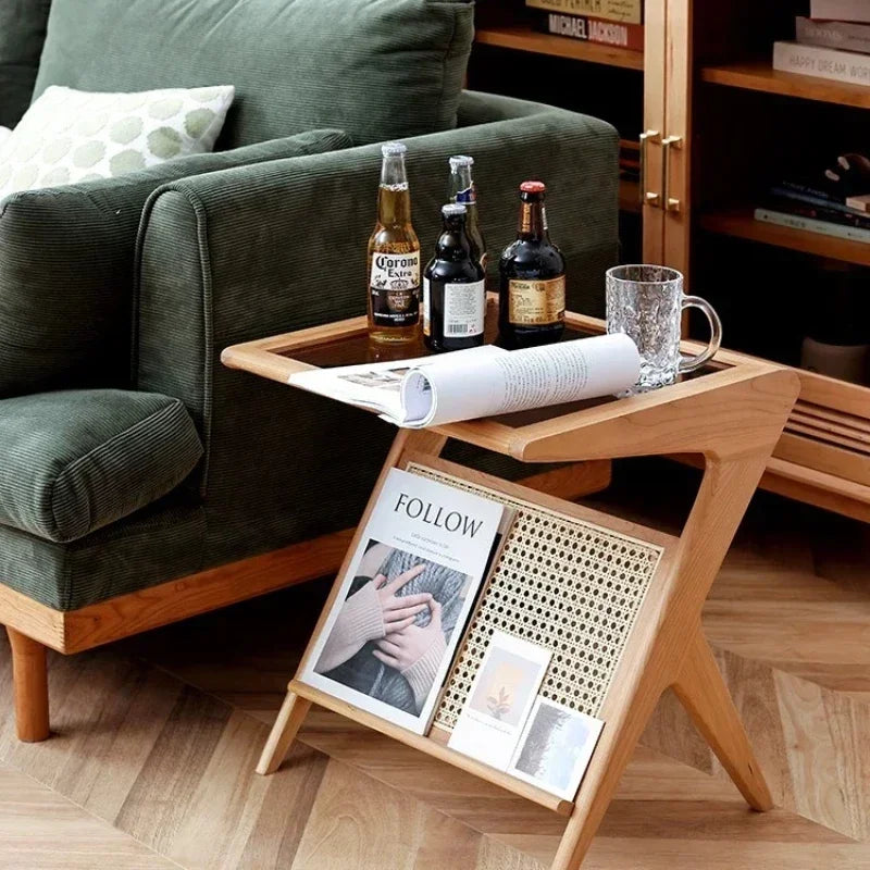 Multi-functional Solid wood coffee table household living room rattan sofa side few small tables Oasis Select