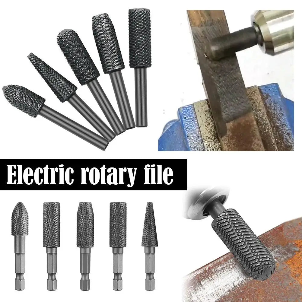 5-Piece Carbide Rotary Burr Set – Metal & Wood Grinding Kit