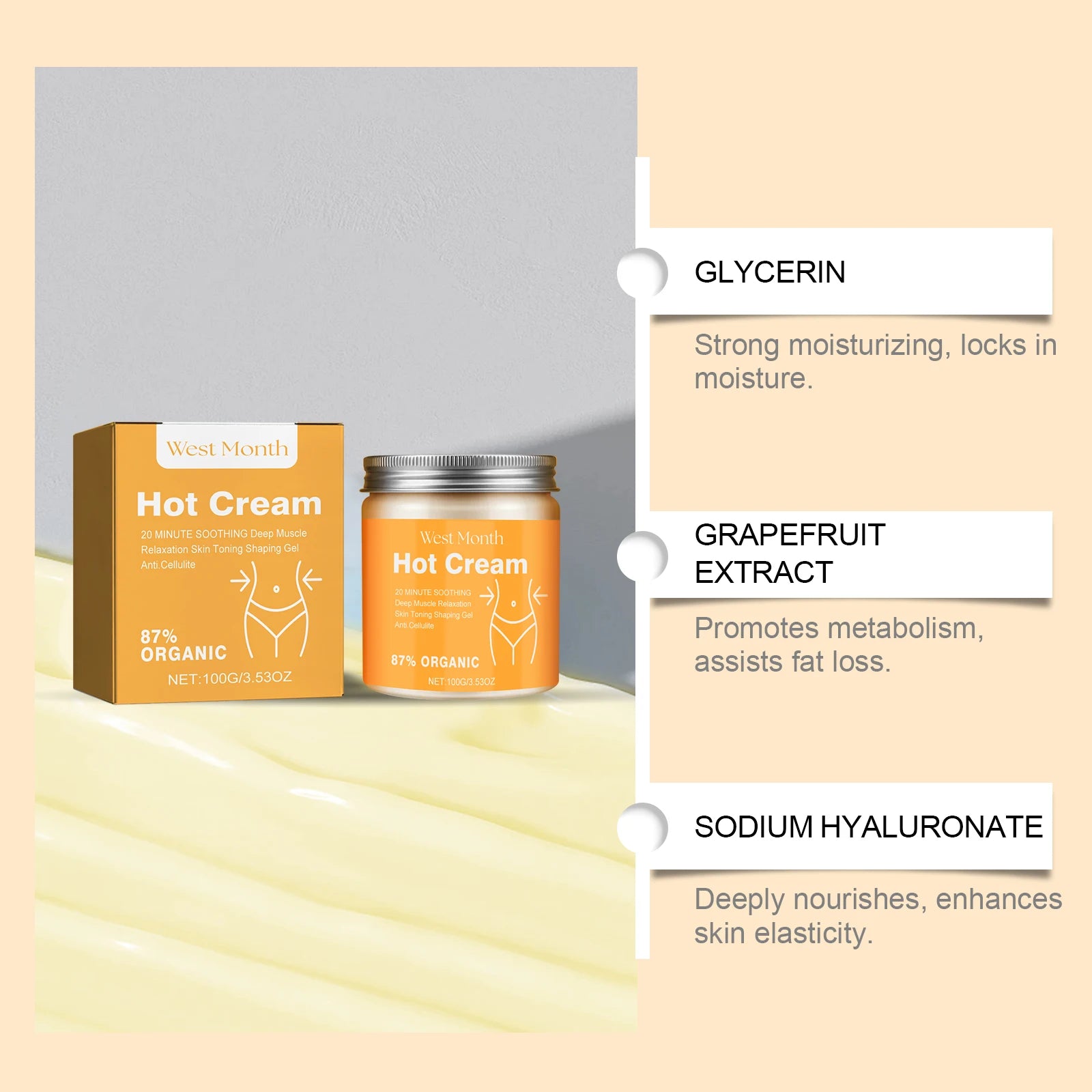 Hot Cream Massage Slimming Cream 87% Organic Anti Cellulite Slimming Lotion Thermal Fat Burning Massage Weight Loss Cream Oasis Select