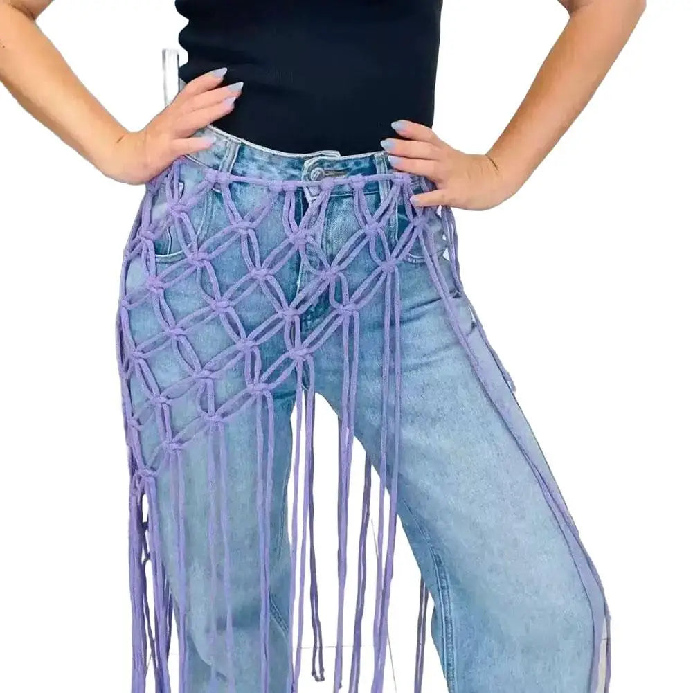Bohemian Tassel Waist Belt – Macrame Fringe Wrap & Bikini Cover Up