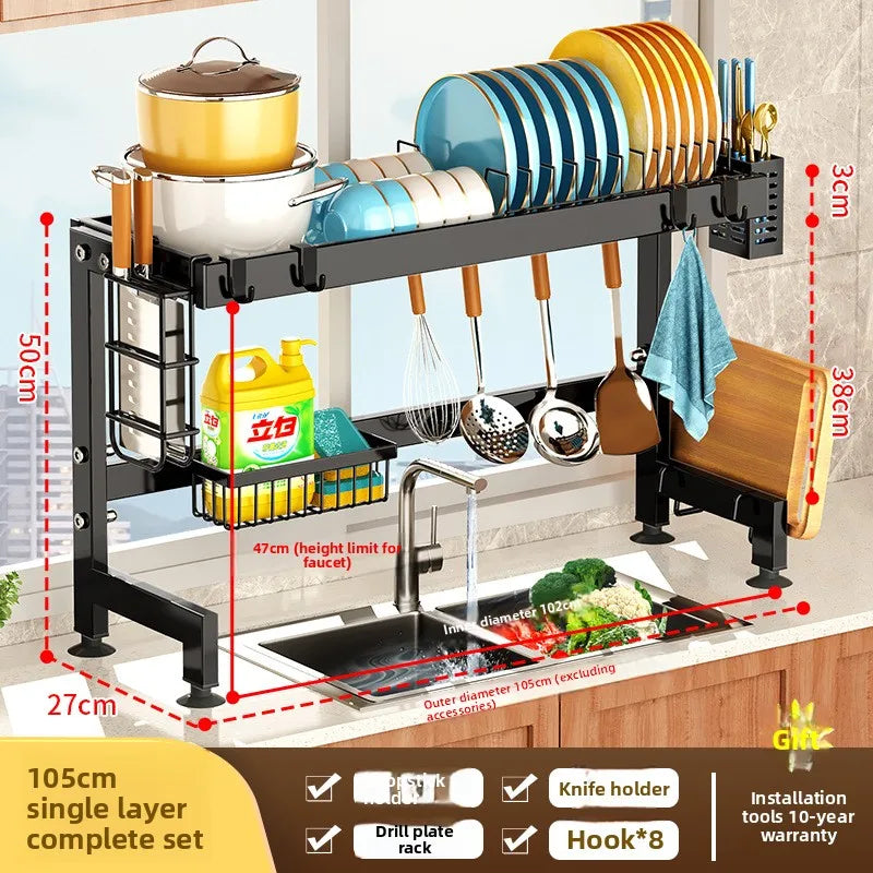 Kitchen Sink Shelf Multifunctional Dish Rack Drain Rack Countertop Dish Rack Storage Rack Sink Storage Oasis Select 105Cm-full set of 1C
