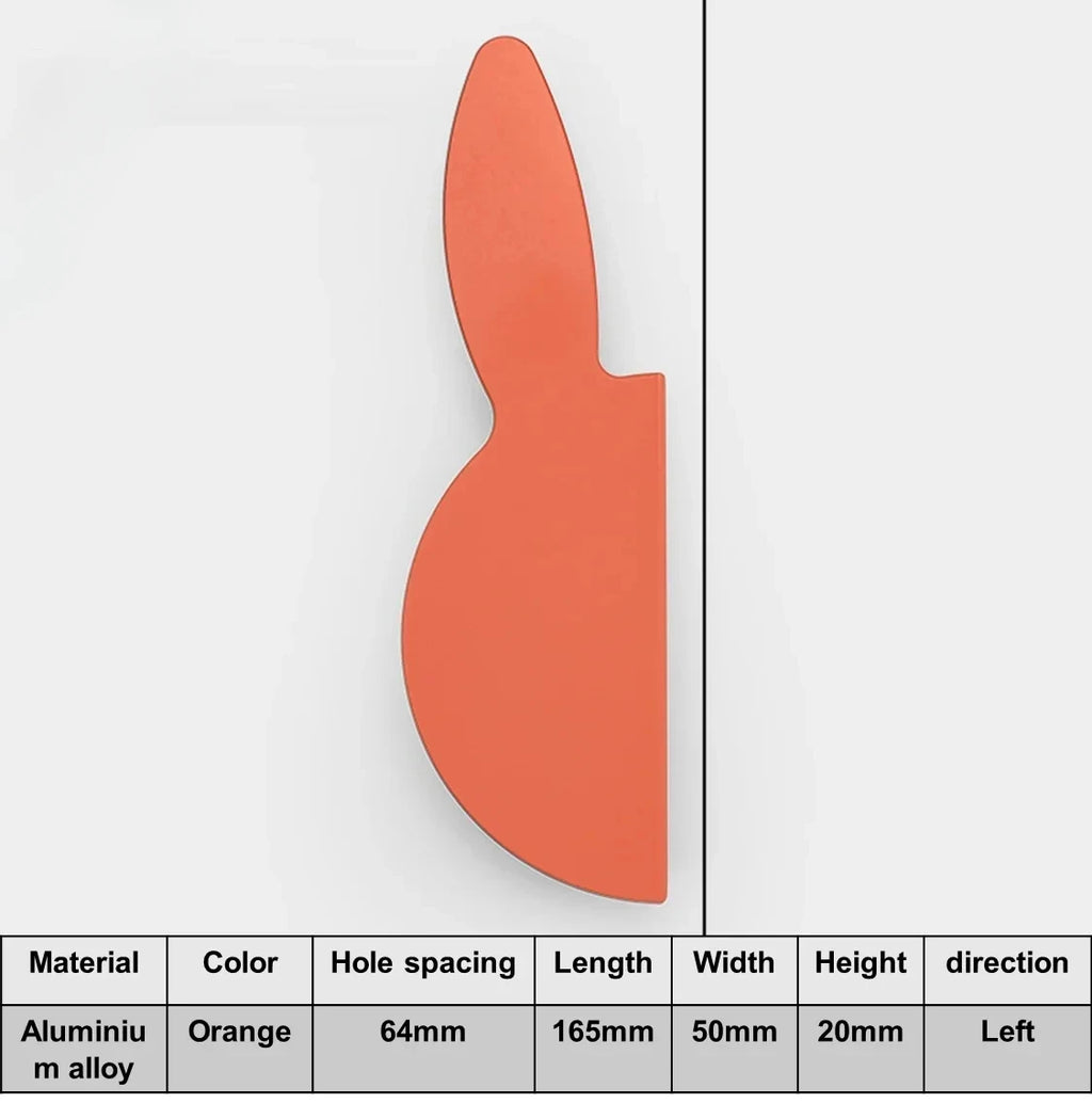 Love Rabbit Cartoon Children's Room Handle Color Matching Cabinet Door Handle Kitchen Cabinet Shoe Cabinet Wardrobe Door Handle Oasis Select Orange Left 165mm