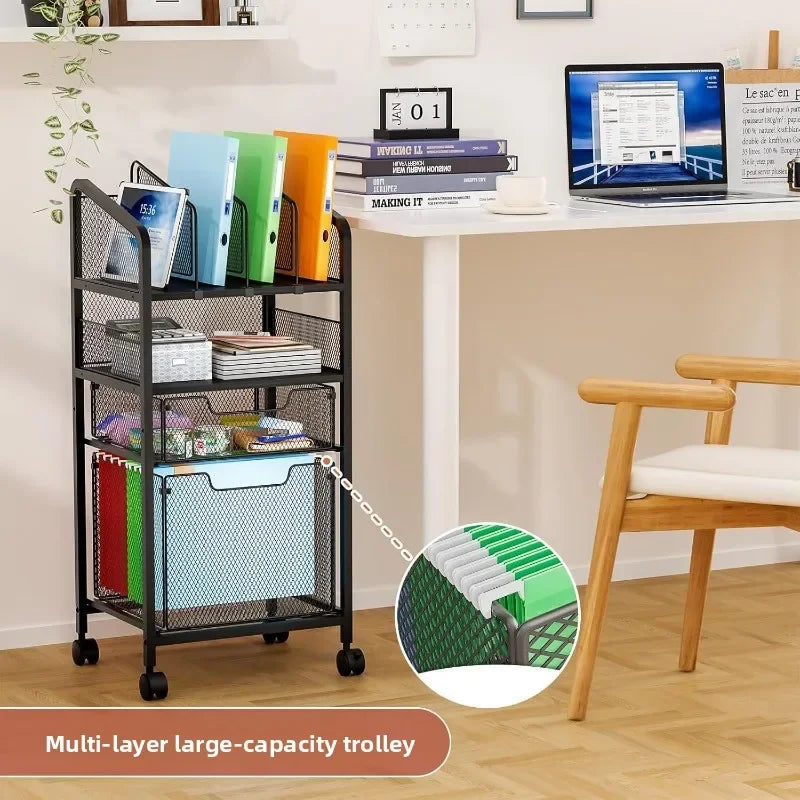 Multi-functional Household Goods Wrought Iron Multi-layer Rack Trolley Office Document Storage Rack Floor Snack Trolley Oasis Select