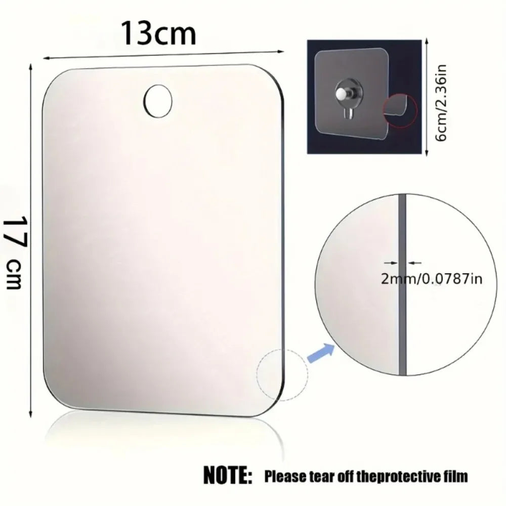 Bathroom Anti Fog Mirror Fogless Acrylic Shower Mirror with Wall Hook Portable Vanity Mirror for Men Shaving Women Makeup Travel Oasis Select 1PC 17X13cm
