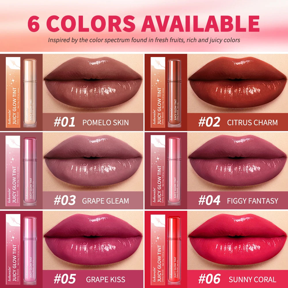 Lakerain Juicy Glow Tint Long-Lasting Mirror Shine Smooth Radiant Lip Tint Deep Moisturizing Brightening Juicy Glow Lipstick Oasis Select