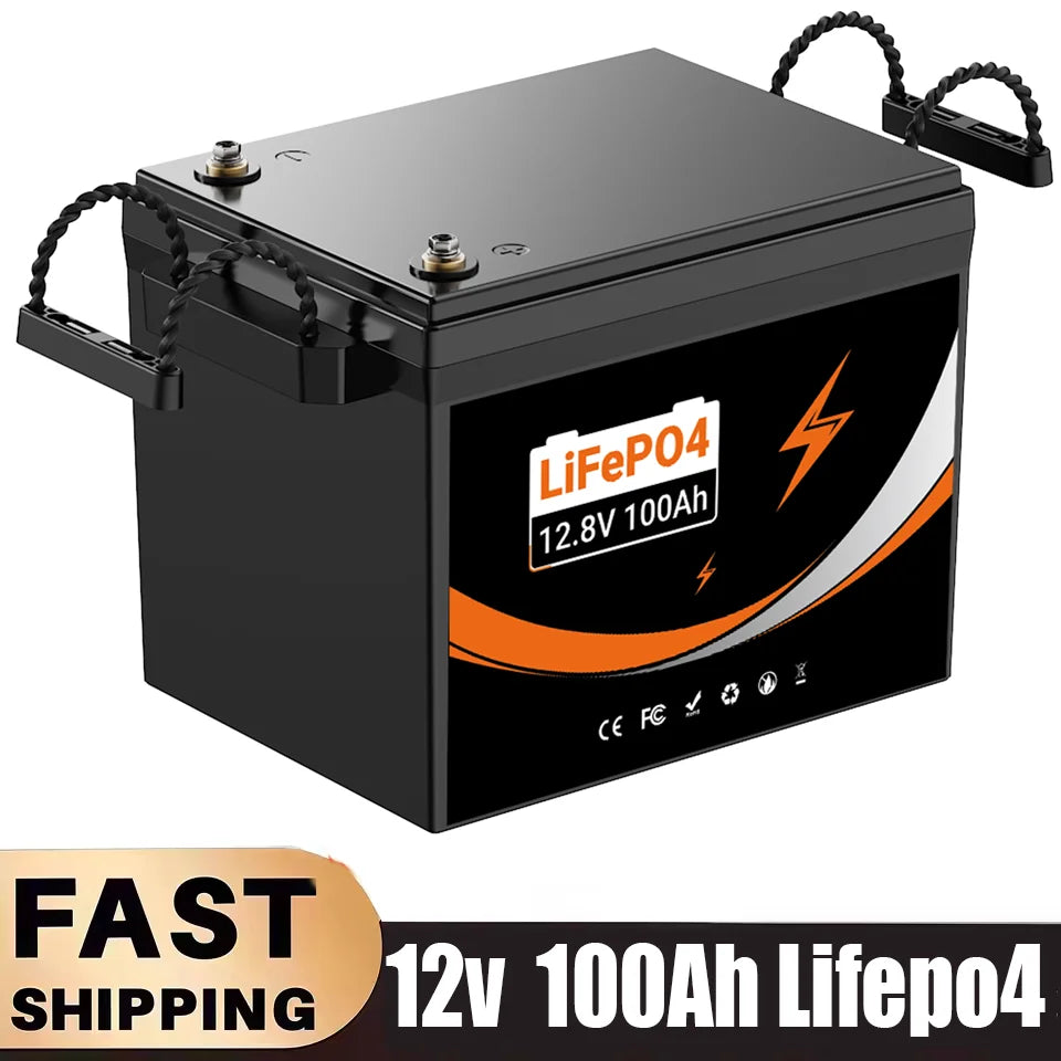 12V 100Ah Lithium Iron Phosphate Battery - 2000-7000 Cycles, Built-in BMS for RV, Solar, Boat, Trolling Motor, UPS Oasis Select