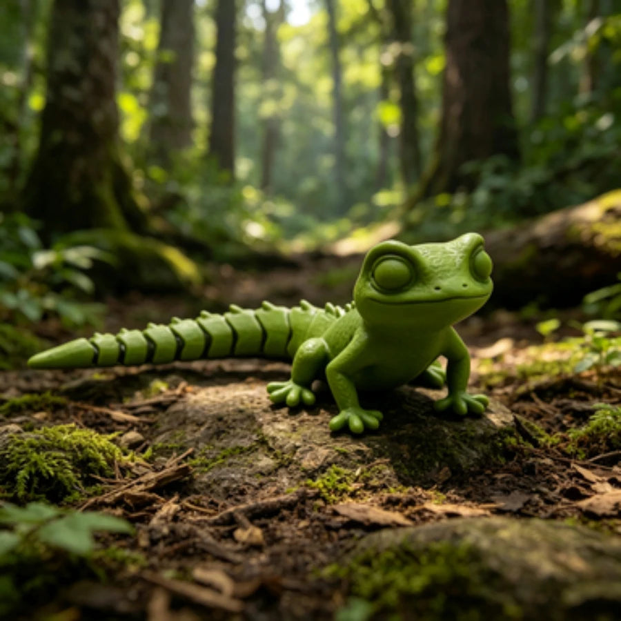 3D Printed Articulated Gecko Lizard ToyJoints Stress Relief Sensory Toy for Kids Adults Desktop Decor Gifts Reptile Model Gecko Oasis Select