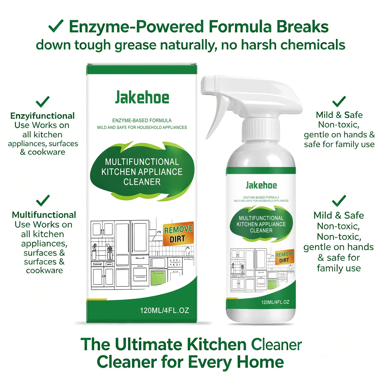 Kitchen Appliances Cleaner for Stovetops, Ovens, And Range Hoods Remove Dirt Grease Enzyme Based Cleaning Spray Cleaning Tools ﻿ Oasis Select