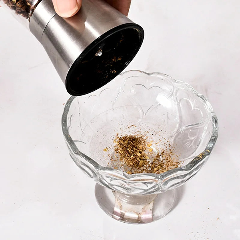 1pc Stainless Steel Pepper Grinder, Seasoning Bottle, Glass Seasoning Bottle, Grinder, Crusher Oasis Select