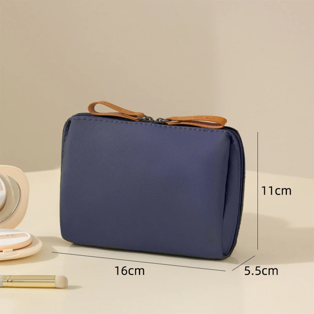 1pc Green/Pink/Blue Small Makeup Bag For Purse Portable Waterproof Cosmetic Bag Lipstick Bag Travel Makeup Pouch For Girls Women Oasis Select DEEP BLUE