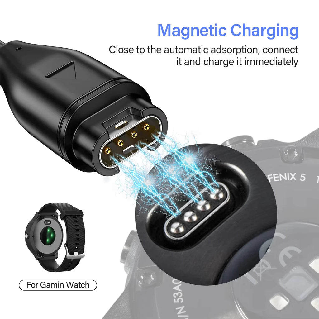 USB-C Charging Cable for Garmin Fenix 7 6 5, Forerunner & Vivoactive Smartwatch Charging Cable Oasis Select