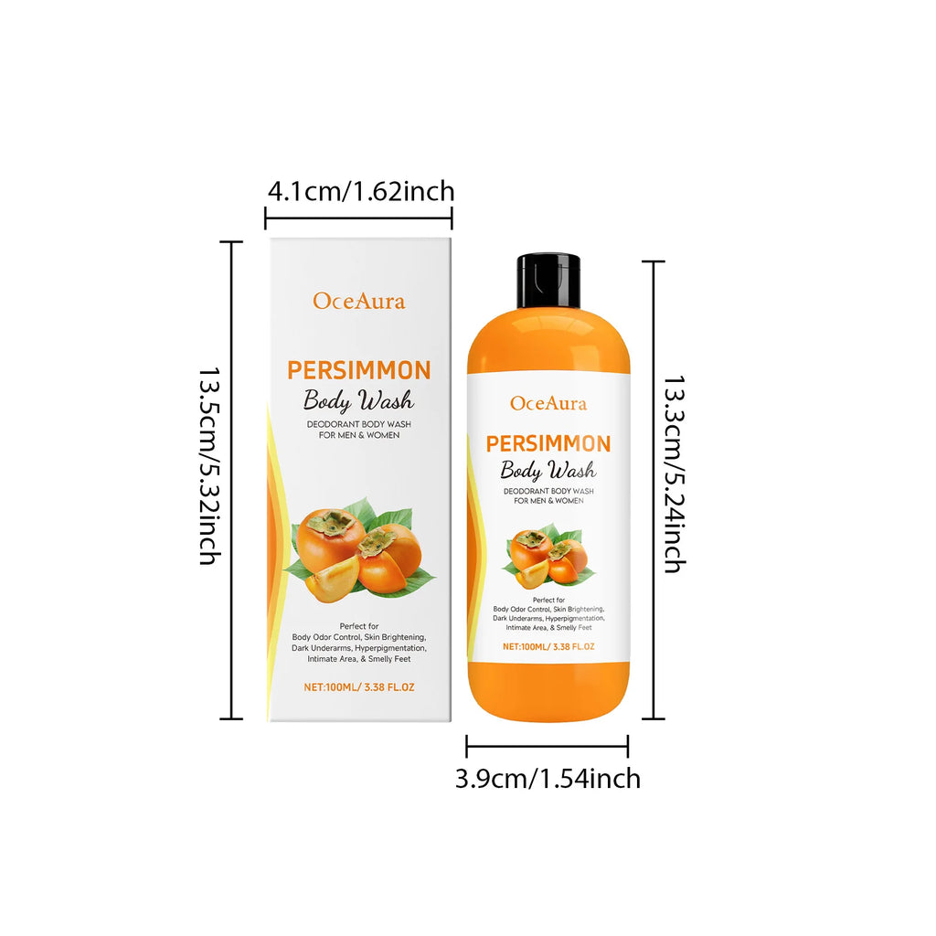Persimmon Body Wash Gel Gentle Cleansing Moisturizing Skin Exfoliating Shower Gel Smooth Soft Body Odor Remover Bath Products Oasis Select 100ml Boxed Others