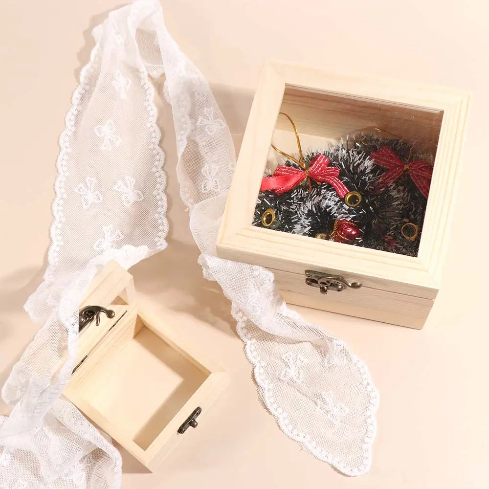 Wooden Storage Box with Glass Lid – Jewelry & Candy Display