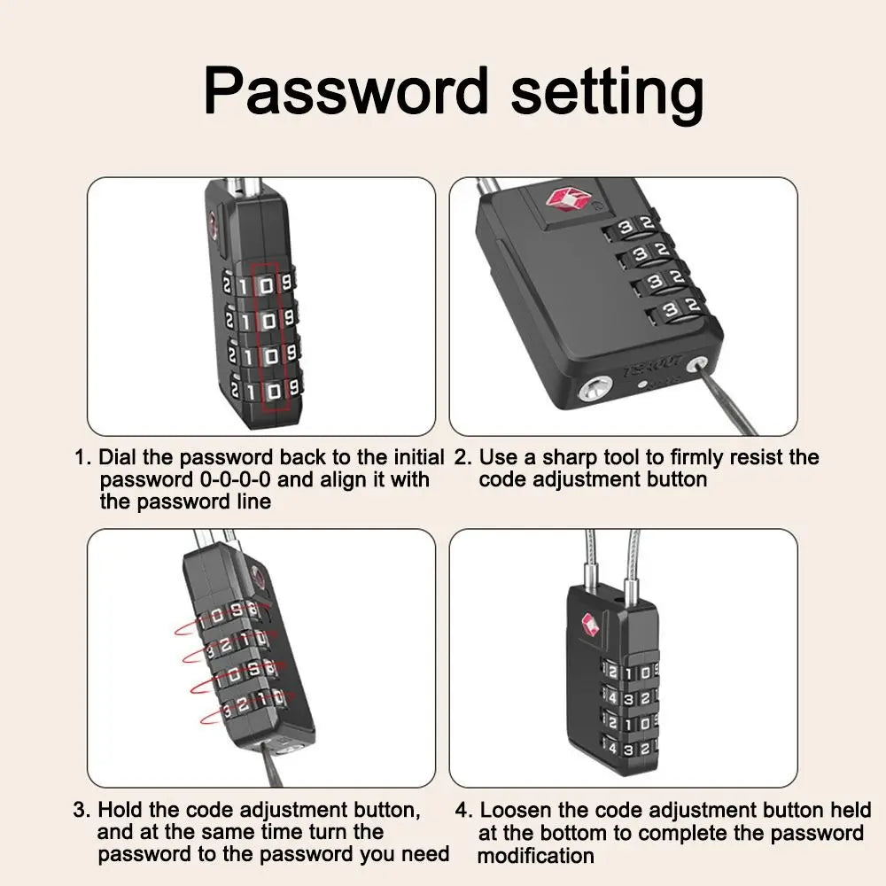 TSA 4-Digit Combination Lock – Zinc Alloy Travel Padlock
