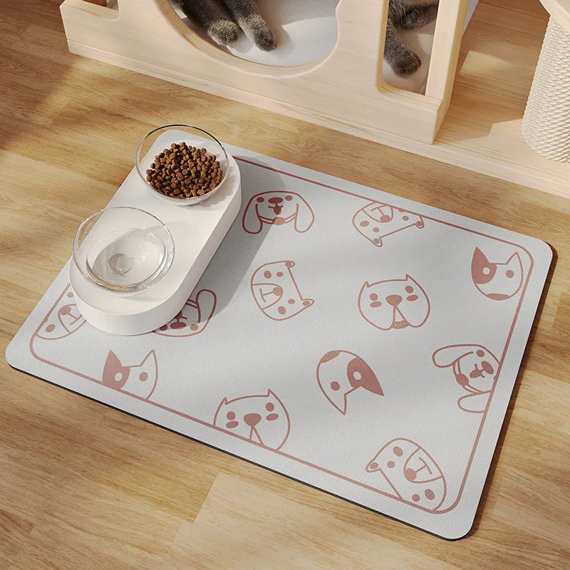 Pet Feeding Floor Mat, Water-absorbing, Cooling and Anti-slip Mat, Cat Mat and Dog Mat, Special Wipe and No-wash Pet Mat Oasis Select Dog light gray L 50x70