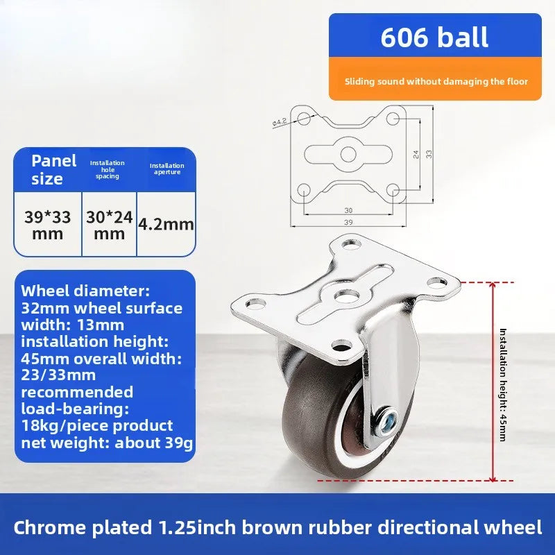 1 1.25 1.5 2 Inch Furniture Caster Soft Rubber Universal Wheel Swivel Caster Roller Wheel For Platform Trolley Accessories Oasis Select 1.25 directional 1.0 Inch