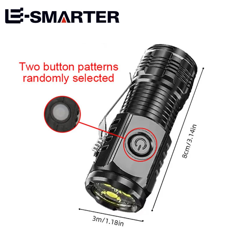 Powerful 3LED Super Bright Flashlight Portable Mini Burst Flash Torch Rechargeable Emergency Spotlight with Pen Clip Tail Magnet Oasis Select