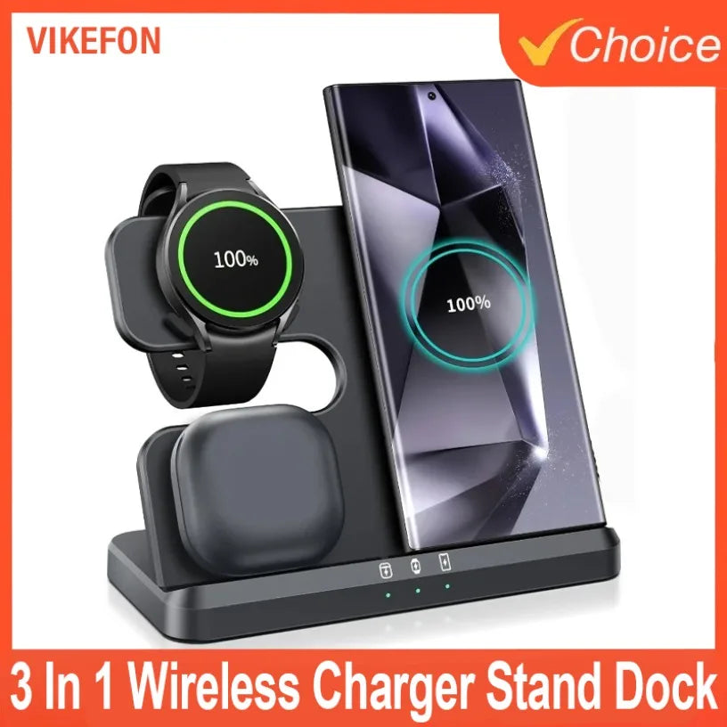 Wireless Charger Stand Fast Charging Dock Station 3 In 1 For Samsung Z Fold 5 4 3 S24 S23 Galaxy Watch 2-9 Active 2 Earbuds Pro Oasis Select