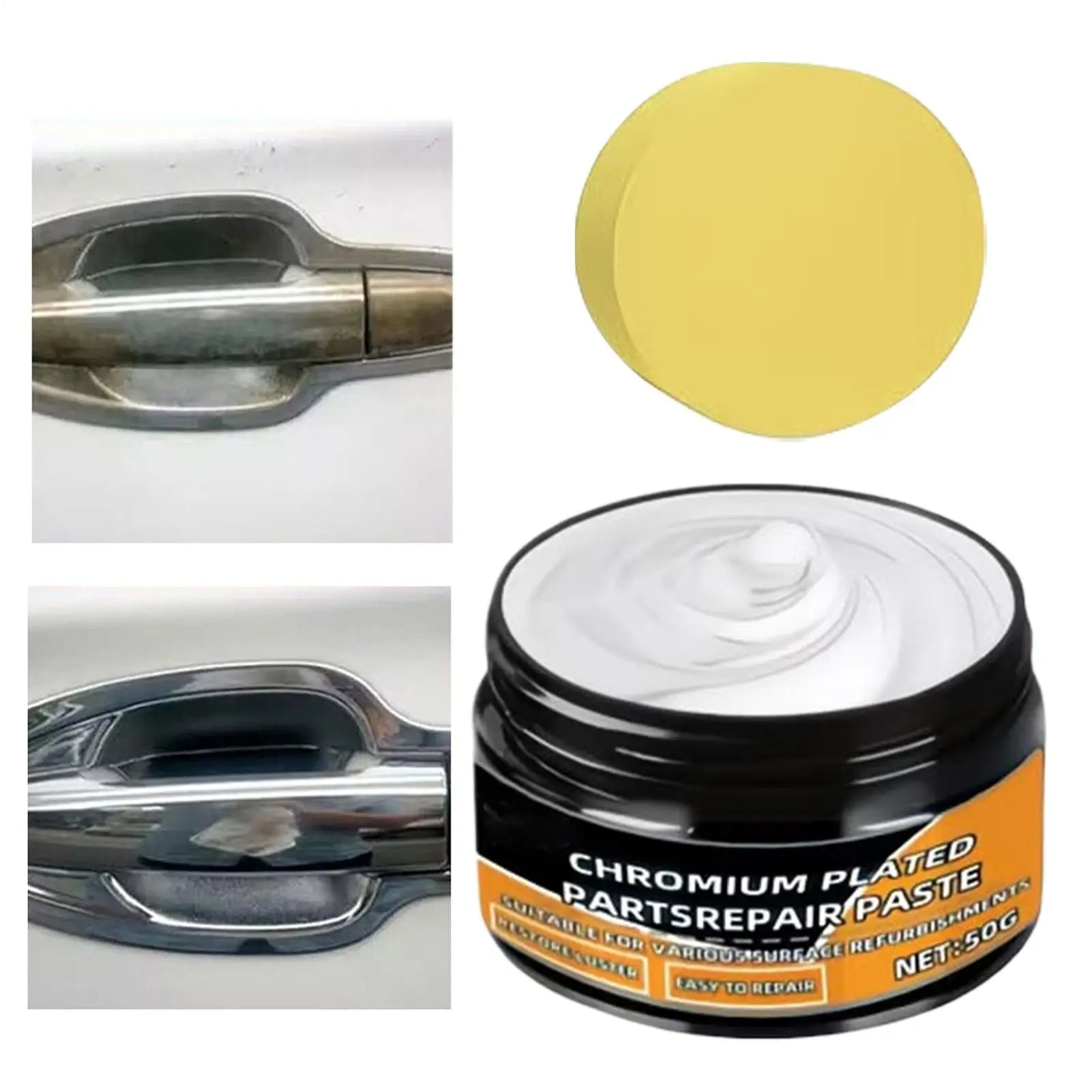 Chrome Polishing 50g Metal Repair Cream With Sponge Car Scratch Remover Metal Shine Renovation Compound Trim Removes Rust Oasis Select