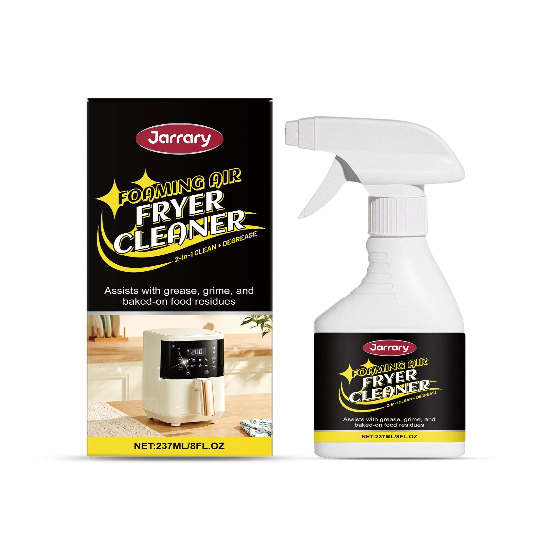 Air Fryer Cleaner 2-in-1 Clean Degrease Spray for Oven Microwave Remove Burnt Food Residue Tough Grime Kitchen Appliance Cleaner Oasis Select 237ml boxed