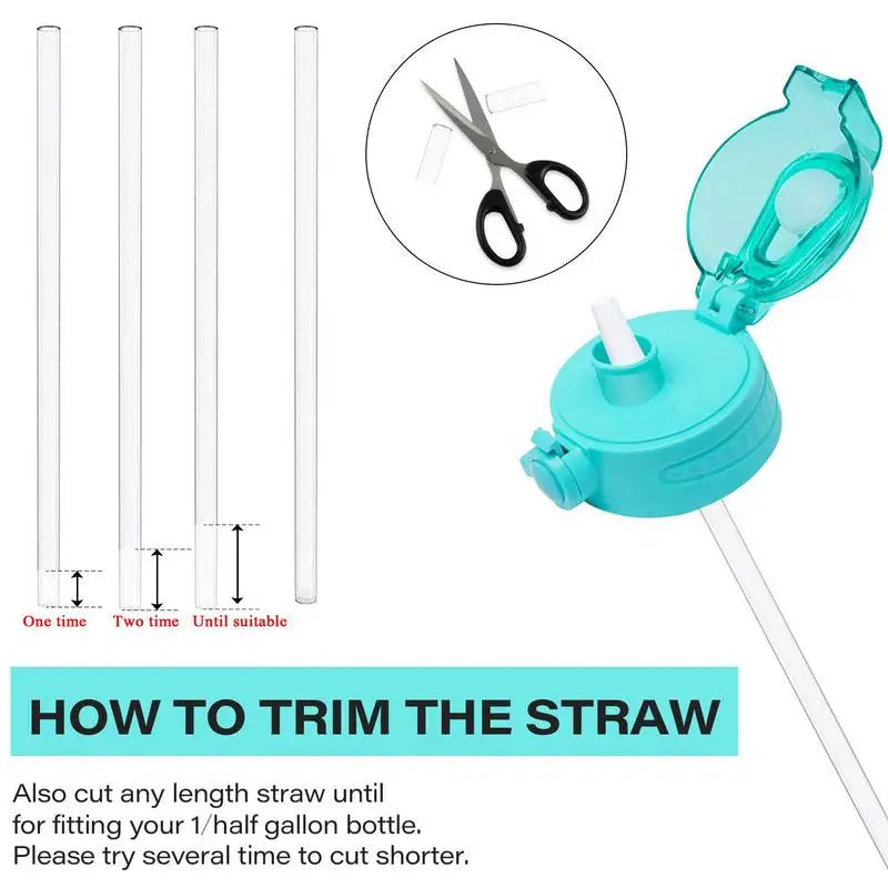 Water Bottle Straw Gallon Water Bottle Straw Replacement For 1/Half Gallon Water Bottle With 2 Cleaning Brushes 4 Cuttable Straw Oasis Select