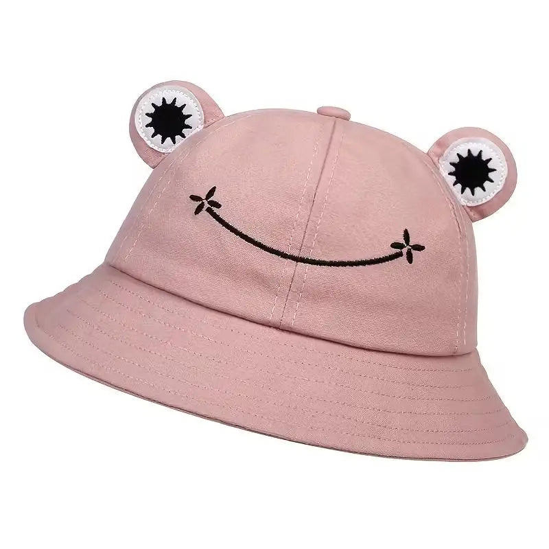Women's New Frog Bucket Hats Summer Outdoor Cotton Wild Panama Fishing Sun Protection Sunscreen Casual Bob Caps Oasis Select Pink