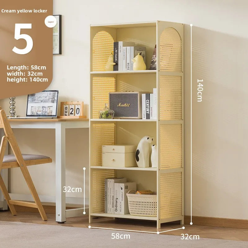 Bookcase integrated against the wall Student household bookshelf Floor-to-ceiling shelf Living room storage Multi-layer locker Oasis Select Milk white 5-58