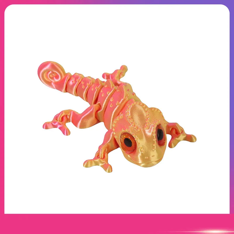 3D Printed Chameleon Figure – Movable Joints & Realistic Eyes Articulated Animal Figure Oasis Select Rose Gold One Size