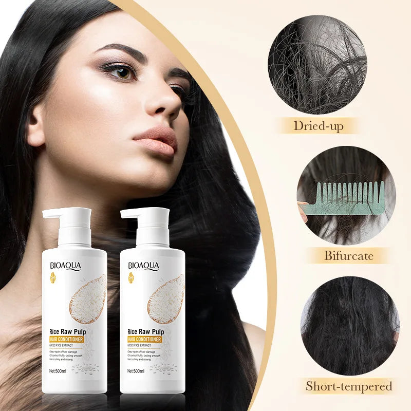 500ml Rice Conditioner Deeply Repairs Damaged Hair, Controls Oil Moisturizes, Leaves Hair Volumizing, Smooth, Shiny, And Elastic Oasis Select