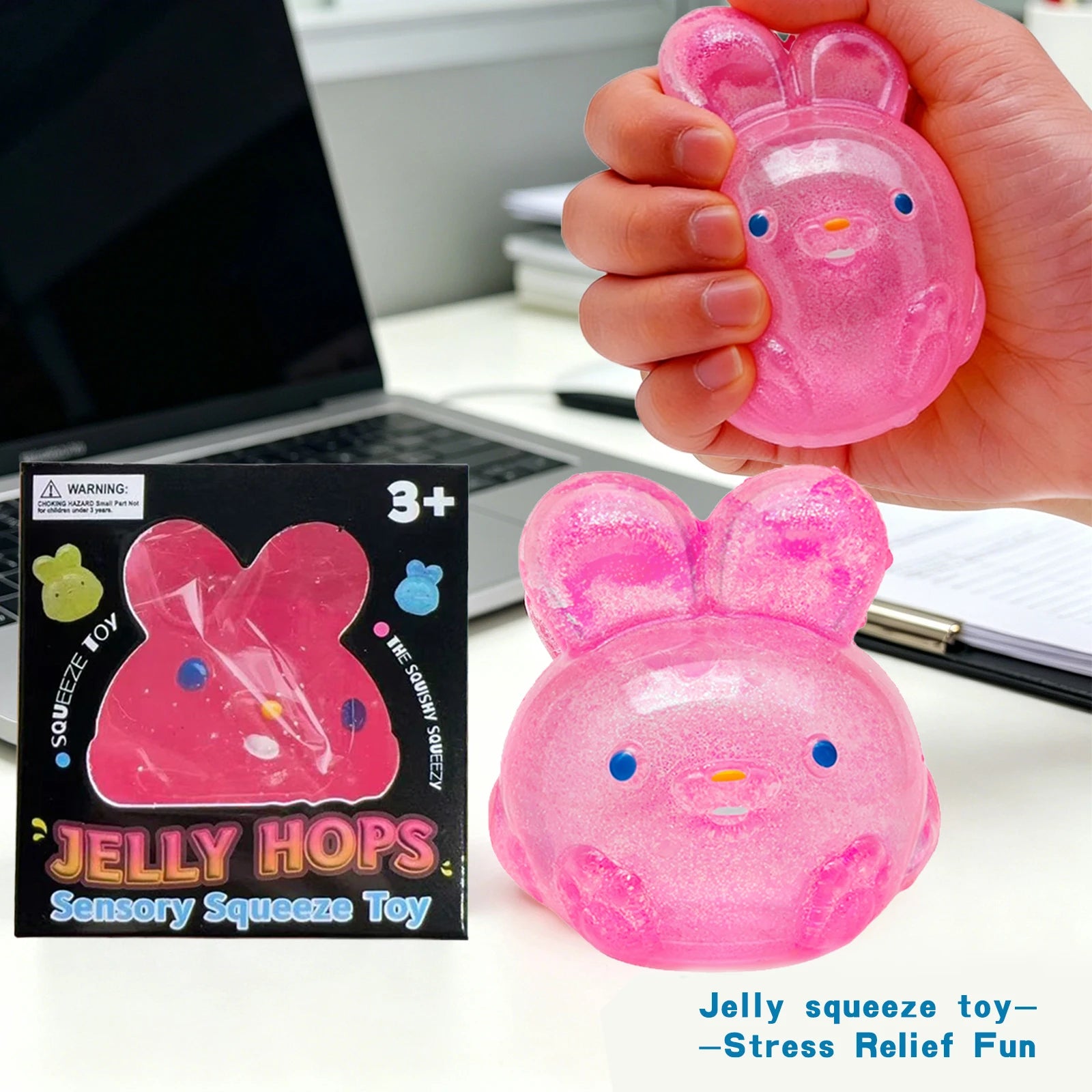 Cute Bunny Jelly Squeeze Toy Stress Relief Ball Shapeable Non-bounce Fidget Toy Stress Relief Toy for Kids and Adults Fun Gift Oasis Select