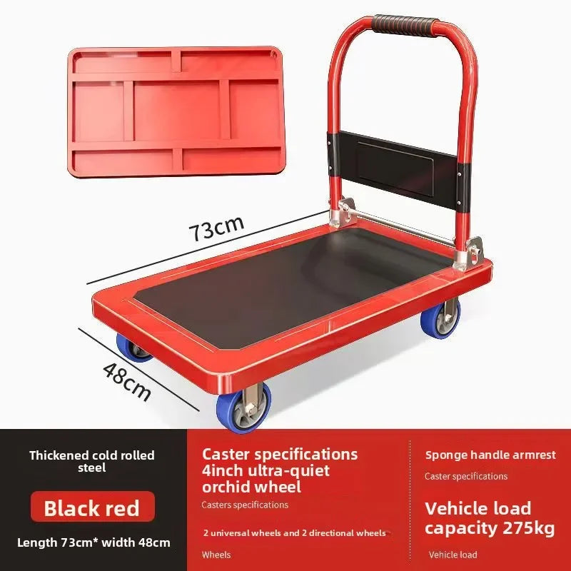 Multi-functional Color steel plate trolley Pull goods trolley Pallet flatcar Portable folding silent Oasis Select