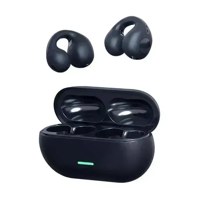 T75 Fone Bluetooth Headset 5.3 Wireless Bone Conduction Headphones Clip Ear Music Noise Canceling HD Call Sports Gaming Earphone Oasis Select black