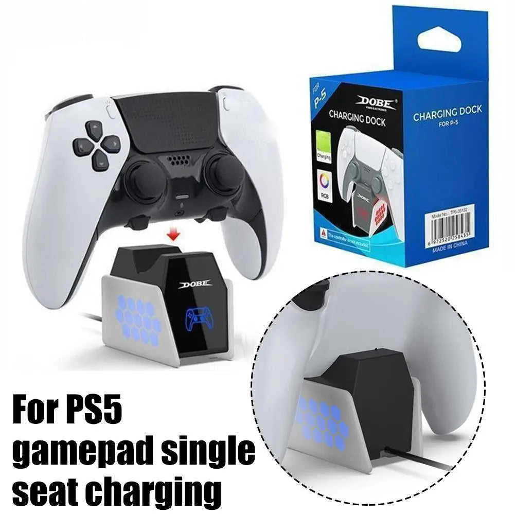 PS5 Controller Charging Station – RGB LED Light & Auto Stop