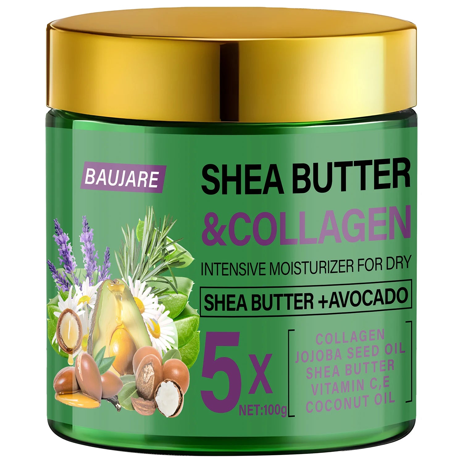 Shea Butter & Collagen Face Cream – Dry Skin Moisturizer Face & Body Cream Oasis Select Gold 100g