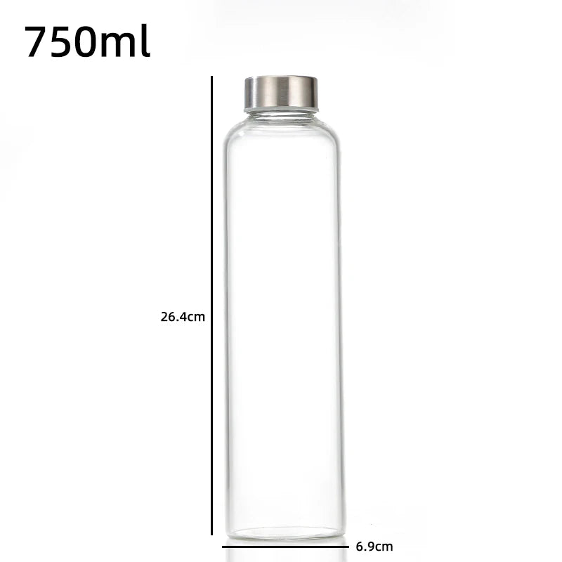 1pc Borosilicate Glass Bottle with Stainless Steel Lid & Bamboo Lid - Leak-Proof High-Temp Resistant Drink Container Glass Jar Oasis Select 750ml SUS Cover 500-1000ml
