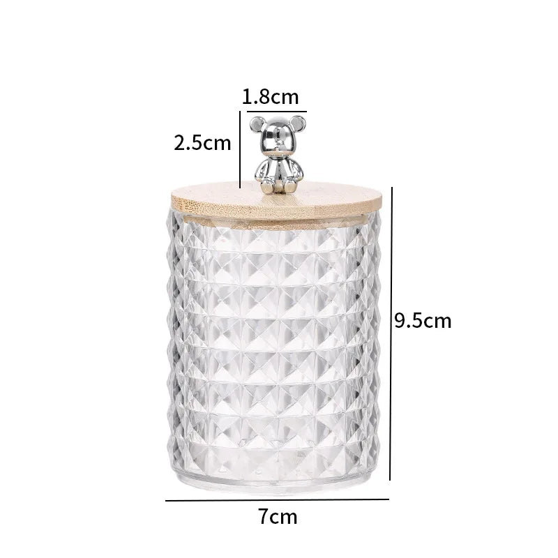 Acrylic storage box, home desktop bear-shaped storage container, premium portable transparent desktop organiser Oasis Select silver B