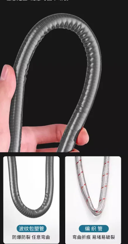 1pcs 20-200cm Basin&Toilet Flexible G1/2" 304 Stainless Steel Bathroom Plumbing Hose Heater Corrugated Pipes with Wrench Pipe Oasis Select