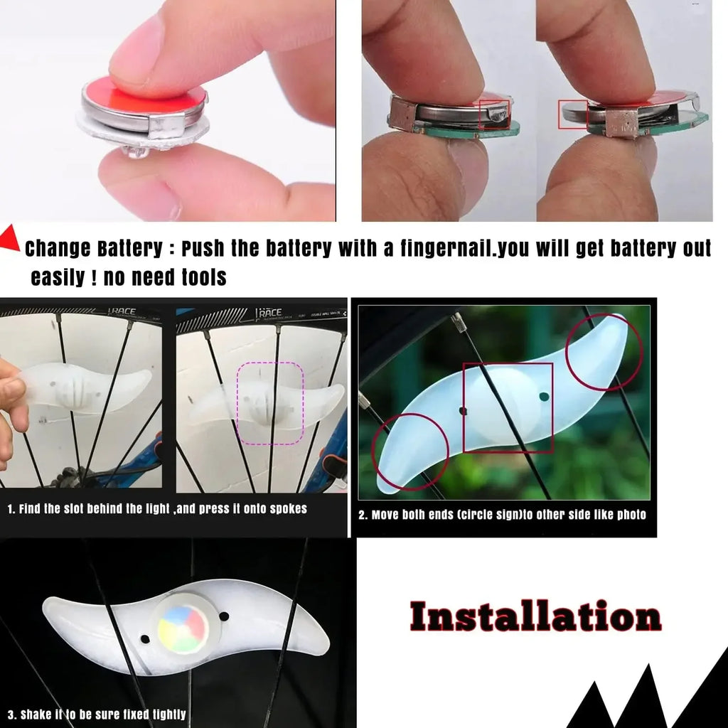 LED Bike Wheel Light 3 Mode Bike Wheel Spoke Light Waterproof Bike Safety Warning Tire Light Easy To Install Bicycle Accessories Oasis Select