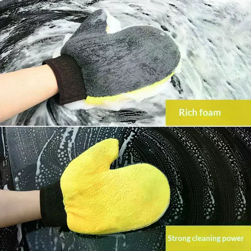 1/2 Pcs Microfiber Car Washing Glove Double-Faced Thickened Coral Fleece Cleaning Brush Gloves Car Detailing Cleaner Care Tool Oasis Select